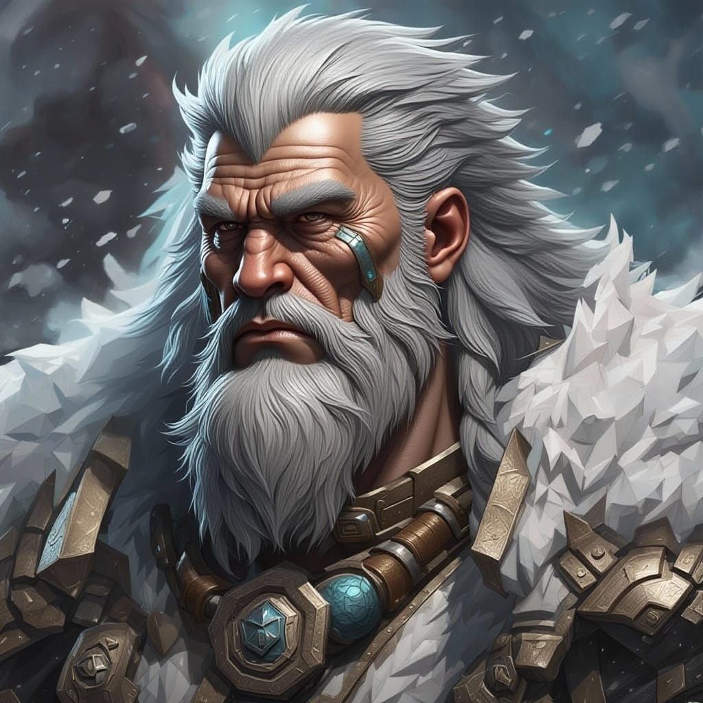 Stoic Yeti Warrior Portrait in Digital Painting Style