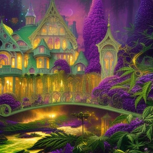 Glowing Marijuana Leaf in Crystalline Glass