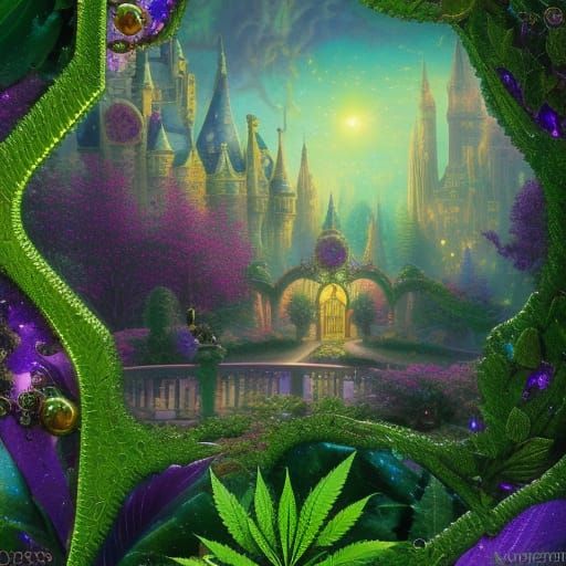 Glowing Marijuana Leaf in Crystalline Glass