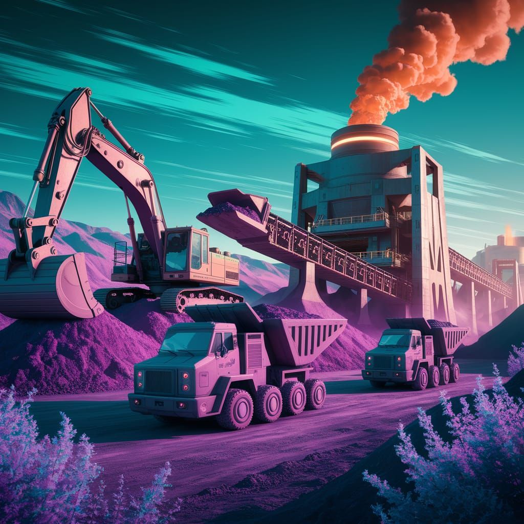 Alien Mining Operation in a Sci-Fi Landscape