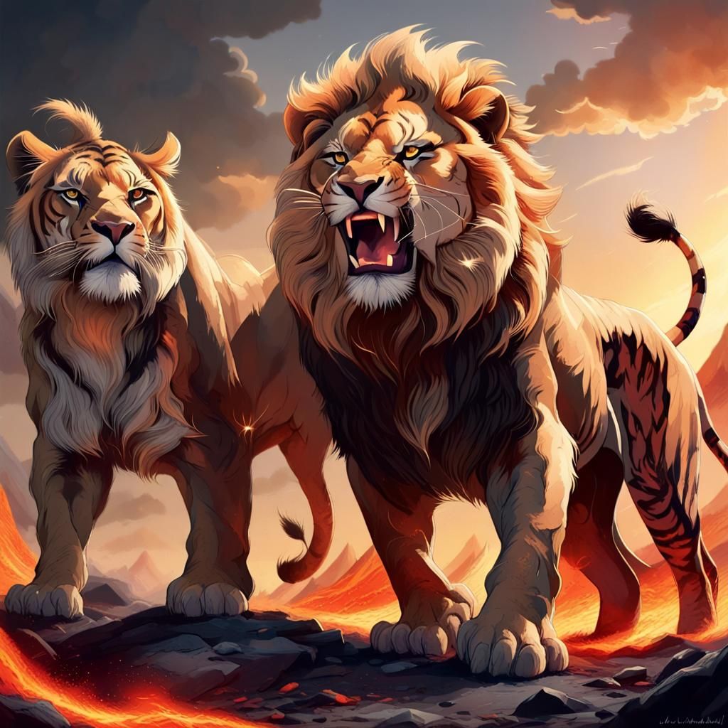 Epic Struggle: Lion versus Tiger in Fierce Battle
