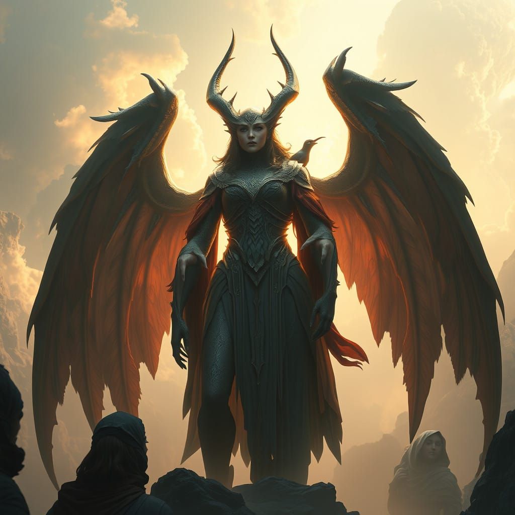 Ethereal Nephilim Goddess in Fantastical Realm