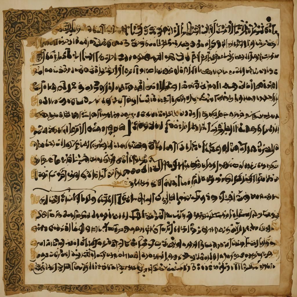 Ornate Golden-Brown Ink Calligraphy on Aged Parchment