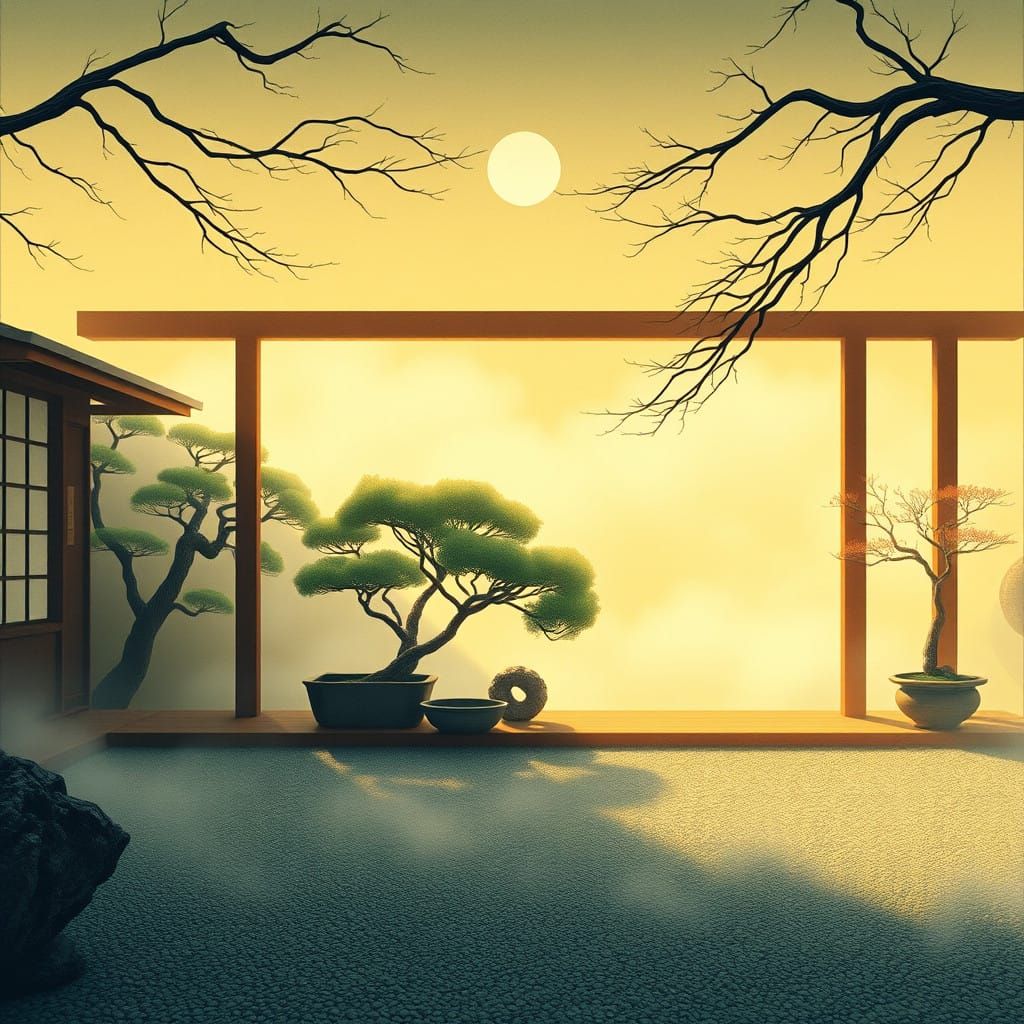 Buddhist Sanctuary in a Japanese Garden Setting