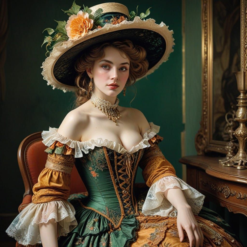 Theatrical Lady in Vintage Elegance