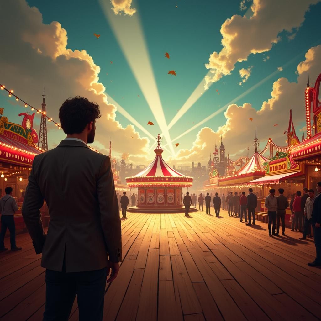 Colourful Carnival Midway in Film Noir Style