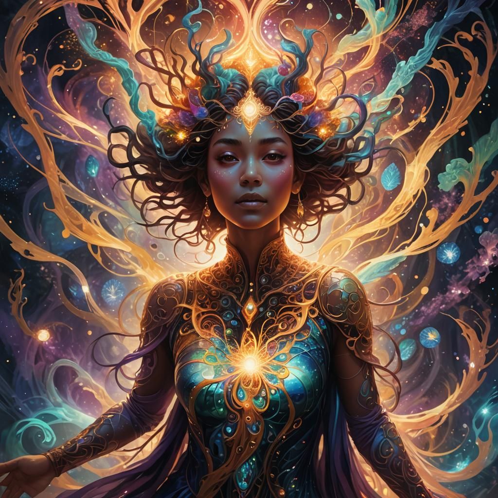 Ethereal Fantasy Art: Luminous Being Emitting Positive Vibra...