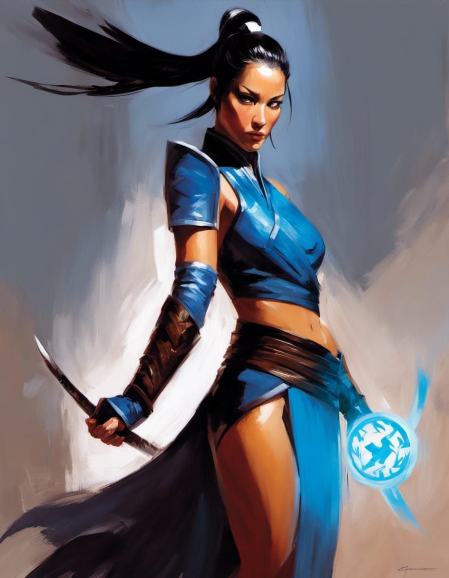 Kitana from Mortal Kombat in Acrylic Style