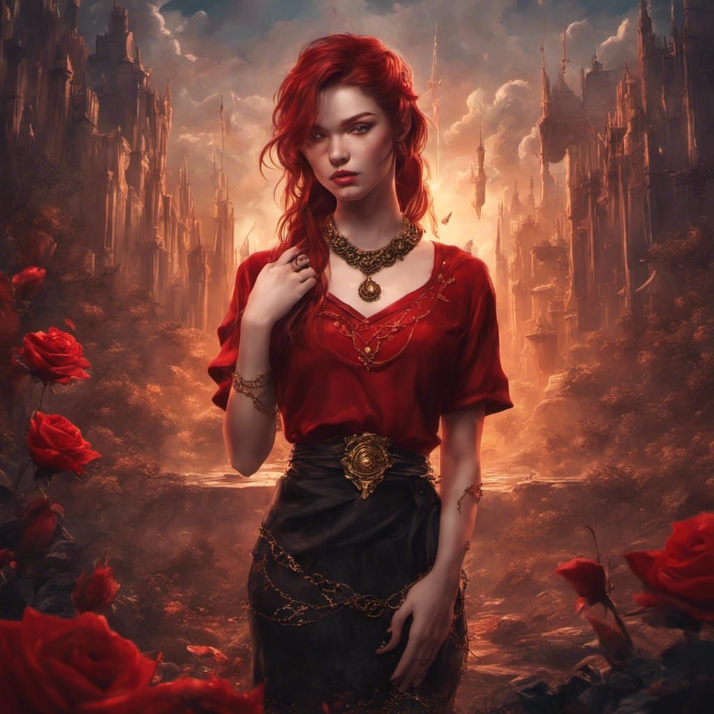 Girl with Red Hair: Detailed Fantasy Art