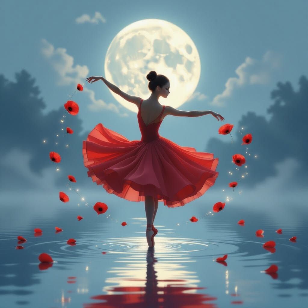 Poppy Petal Ballerina Dances on Mirror Lake
