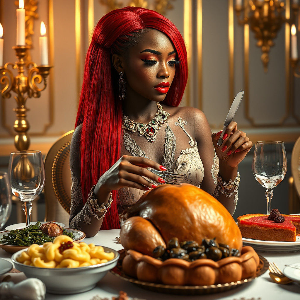 Thanksgiving Portrait: Woman with Red Hair, Hyper-Realistic ...
