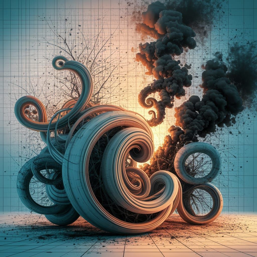 Psychedelic Surrealism Drawing in Swirling Fractal Colors