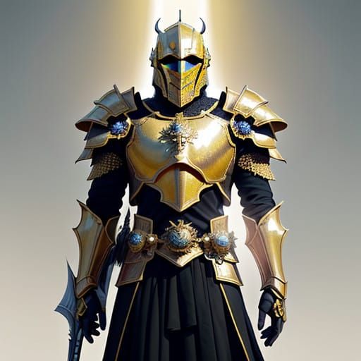 Golden Knight in Iridescent Beetle Armor