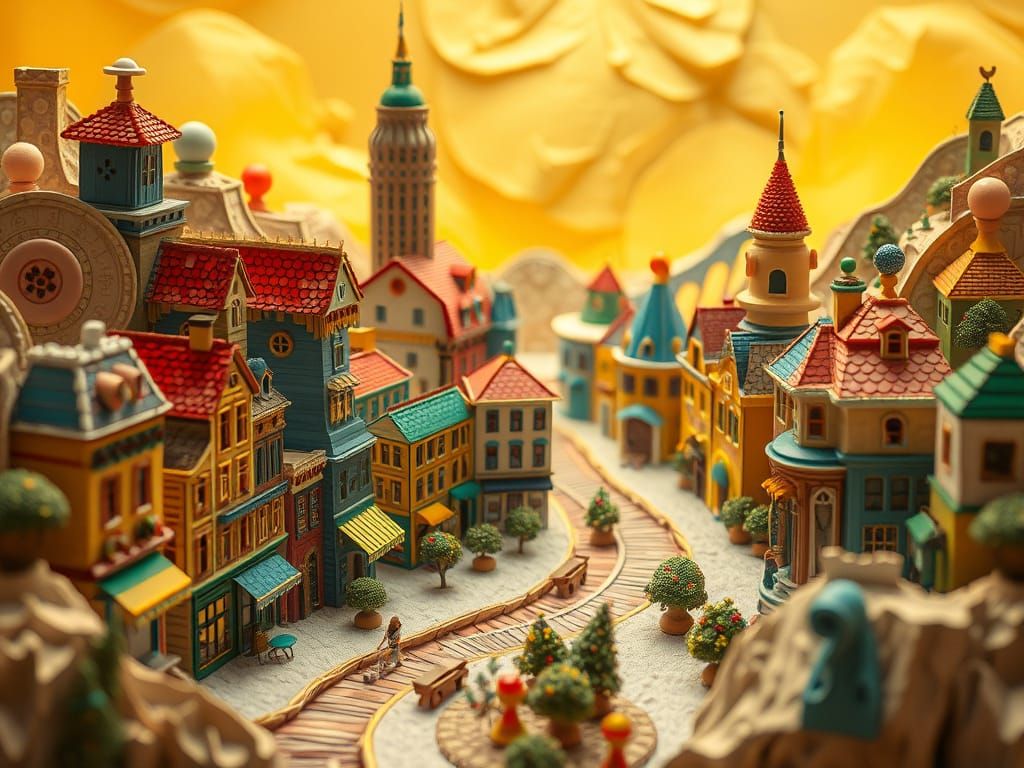 Miniature Town Made of Everyday Objects