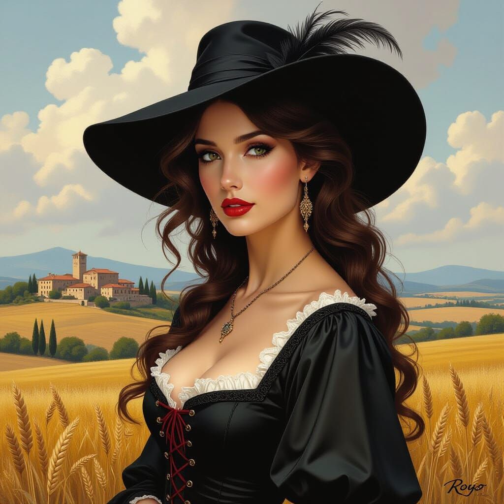 Tuscany Landscape in Renaissance Painting Style