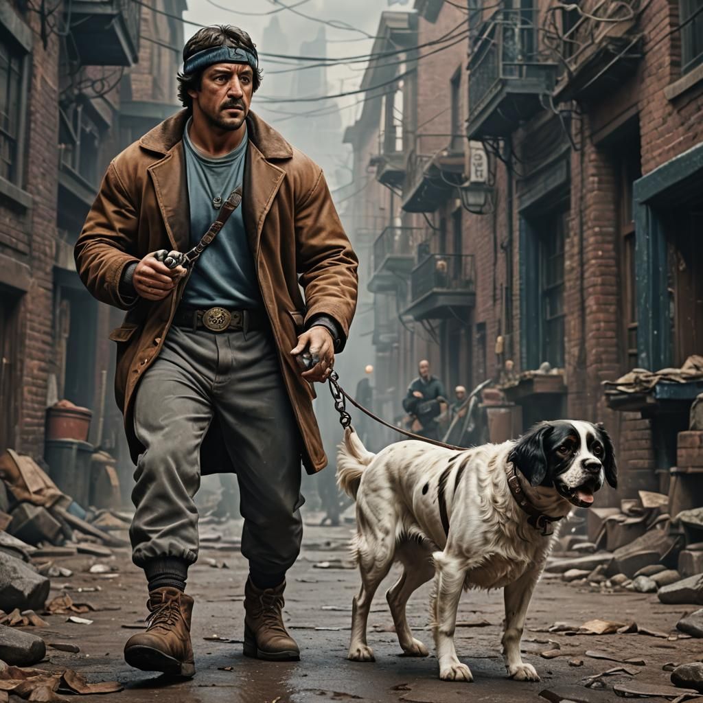 Rocky Balboa and Spaniel: Detailed Matte Painting