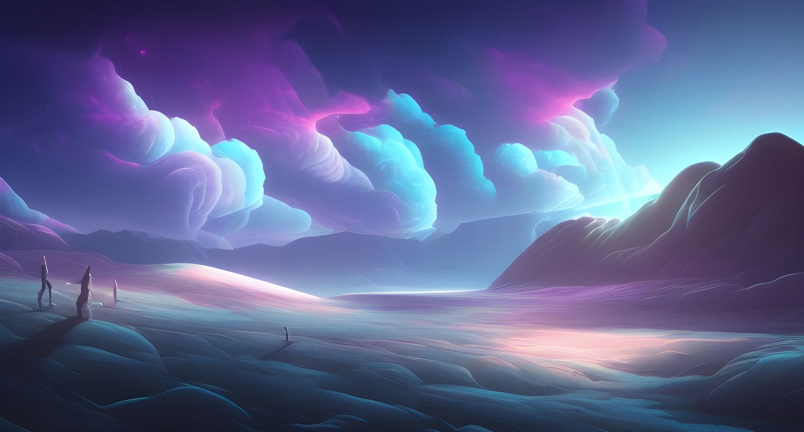 Surreal Cosmic Landscape with Octane Render Effects