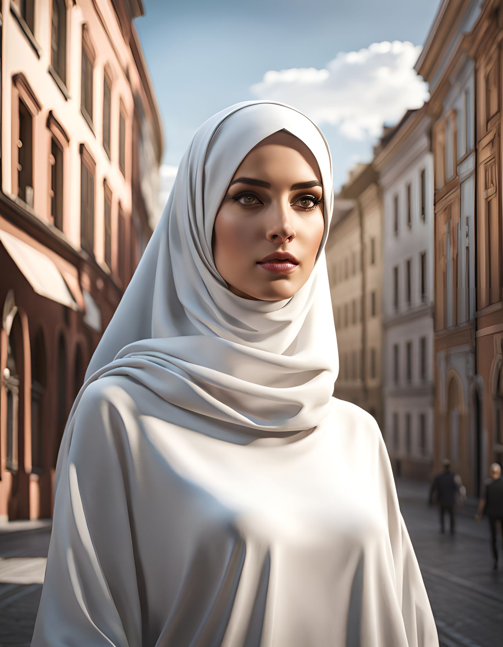 Beautiful Girl in Hijab, Digital Art Portrait