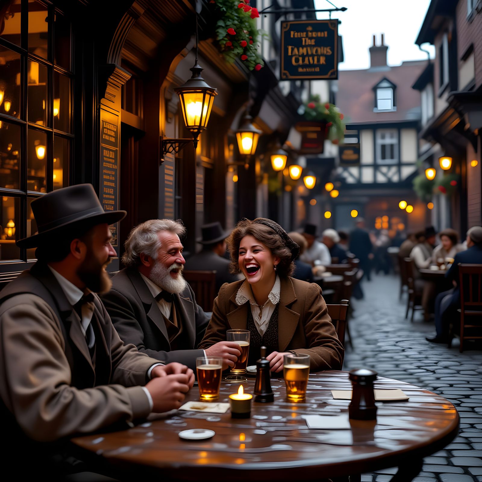 1890s Tavern Scene: Cozy Camaraderie in Digital Painting