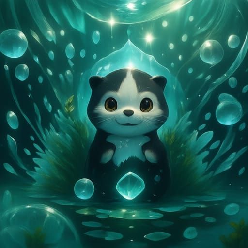 Realistic Sea Otter Swims Among Swaying Kelp