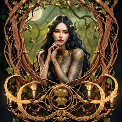 Elegant Goddess in Moonlit Gardens