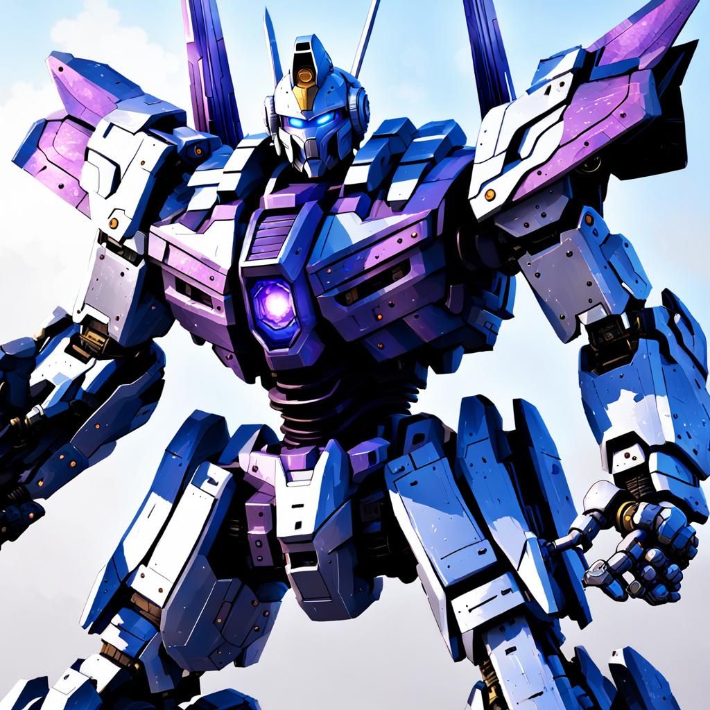 Futuristic Robot with Giant Sword in Mecha Style