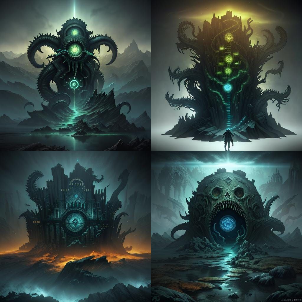 Surreal Lovecraftian Map Optical Illusion in 3D