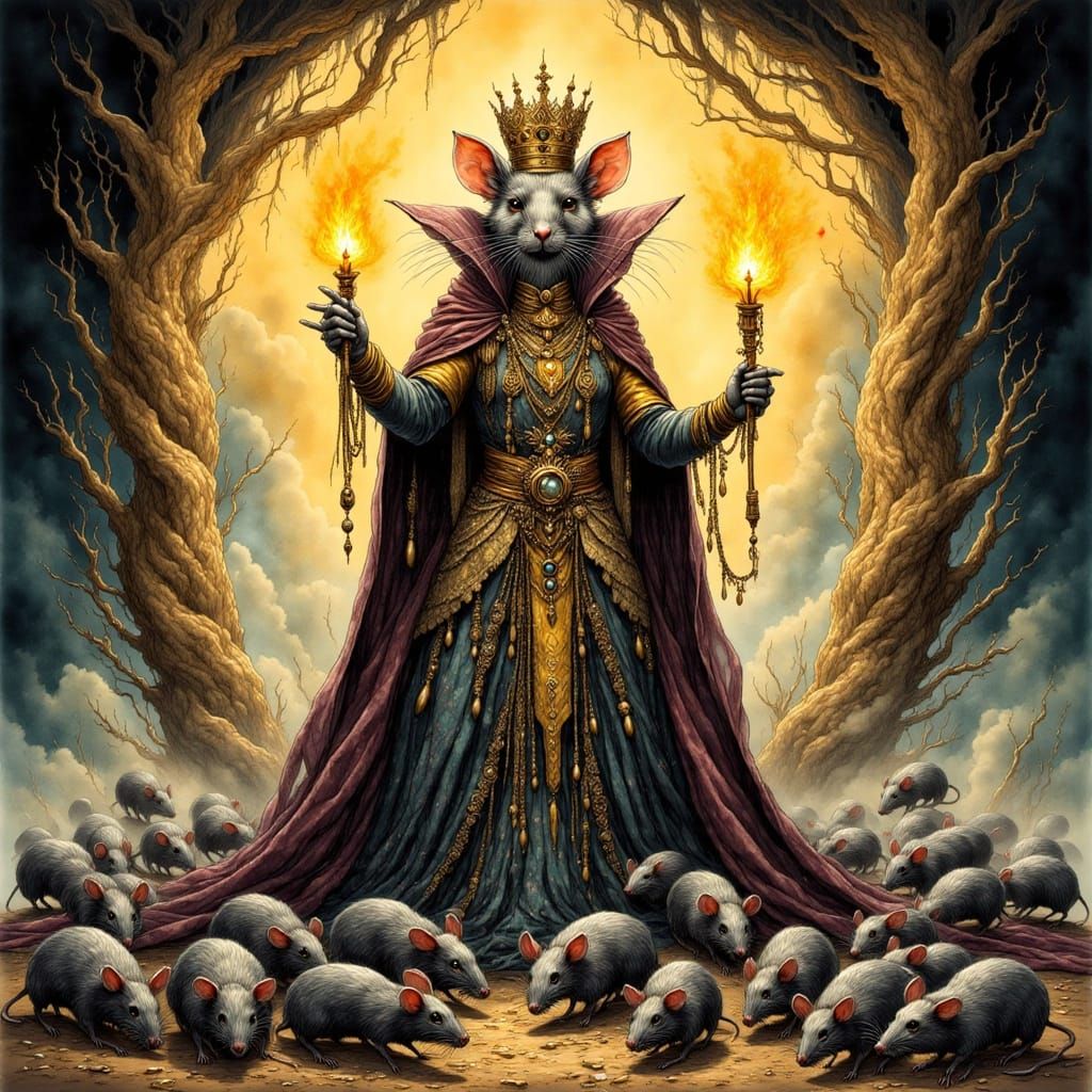 Regal Rodent Queen Reigns in Dark, Gothic Elegance