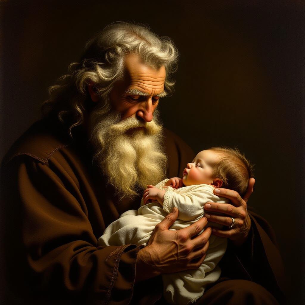 Father Time Welcomes Newborn at Dawn