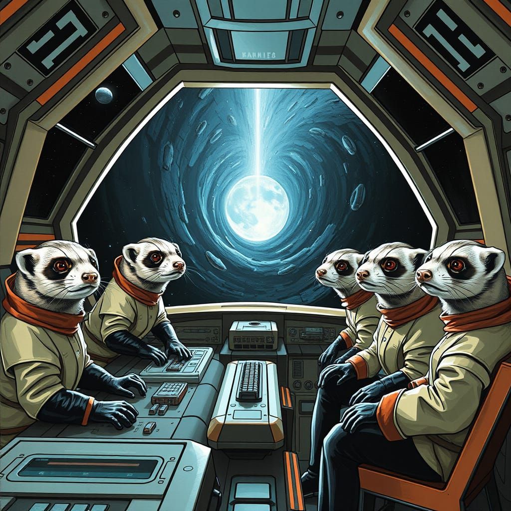 Ferret Space Explorers Prepare for Wormhole Journey