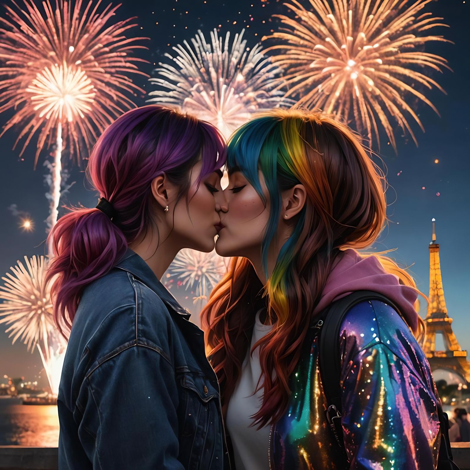 Rainbow Kiss: A Hyperrealistic Celebration of Love