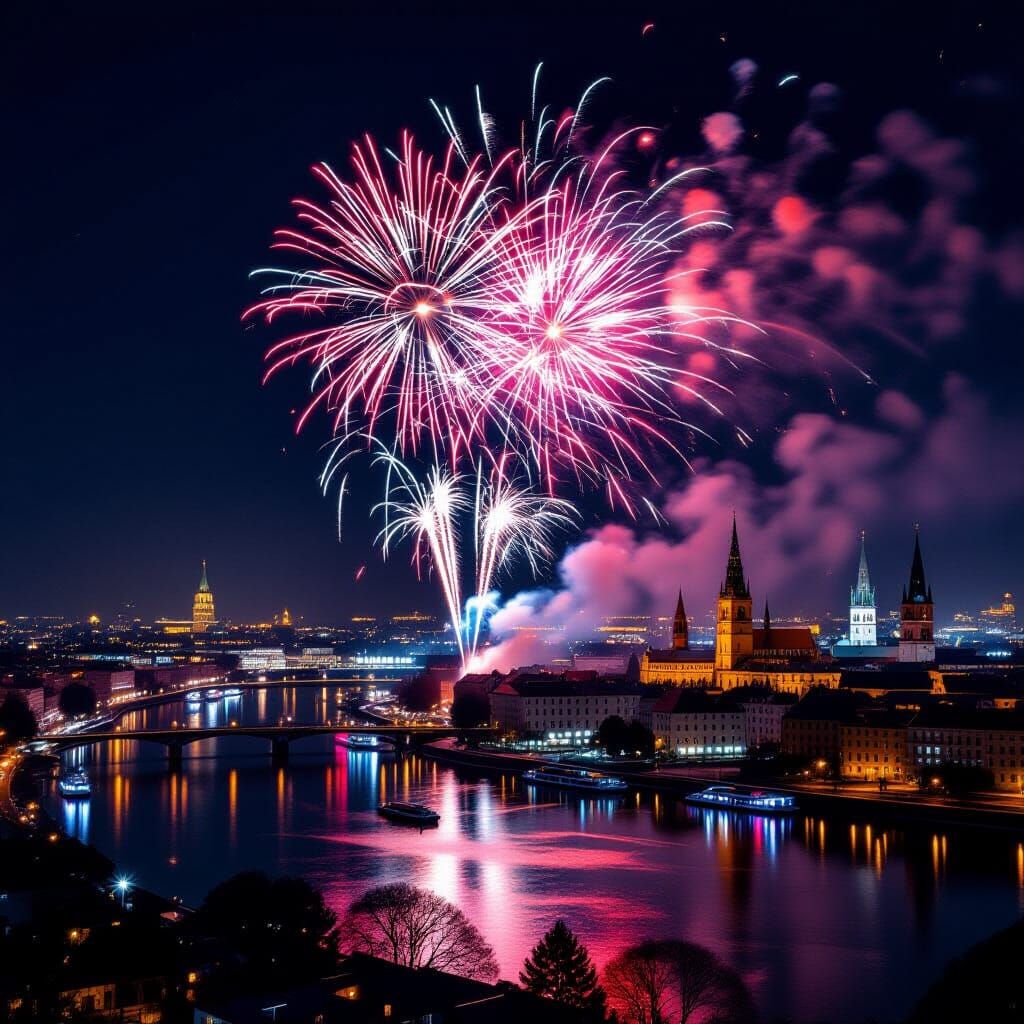 Night City Fireworks Display