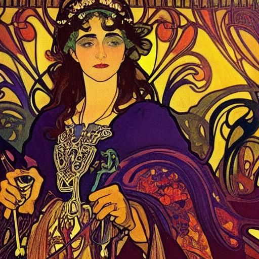 Vampire's Candlelit Music: Expressionist Art Nouveau