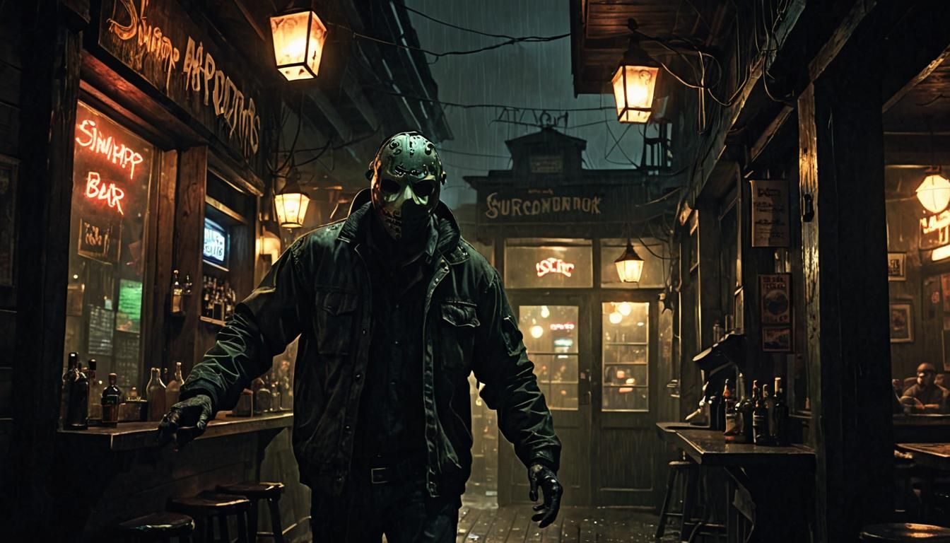 Jason at Swamp Bar: Horror Movie Poster