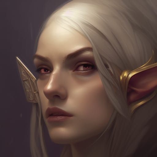 Detailed Elf Portrait with Eyepatch, Digital Art
