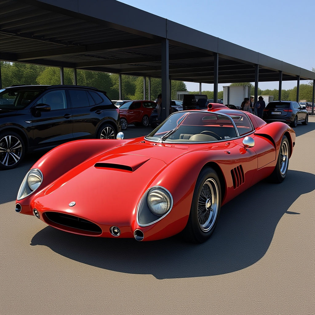 Futuristic 60s Sports Car Concept in Showroom