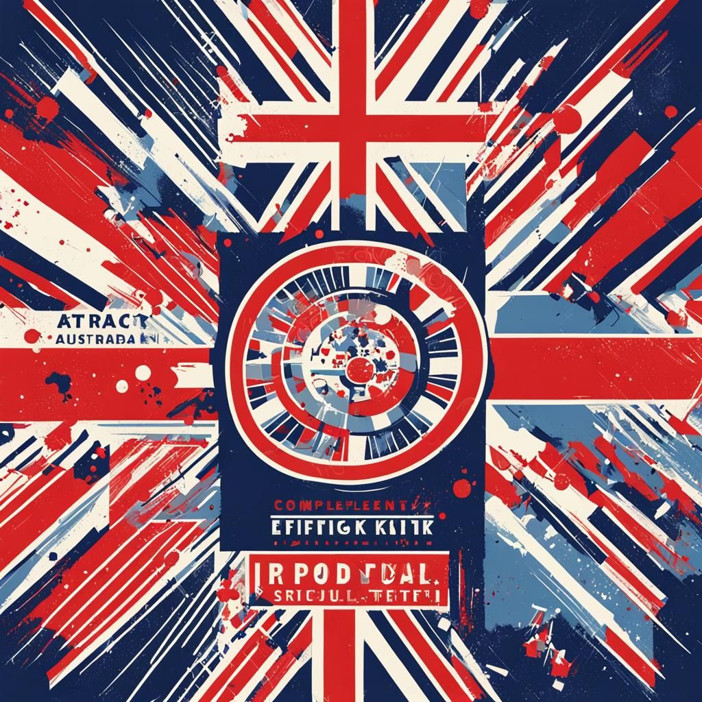 Abstract UK Propaganda Poster in Complementary Colors