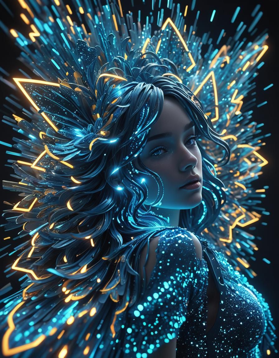 Neon Glitter Blue Dynamic Lighting Display