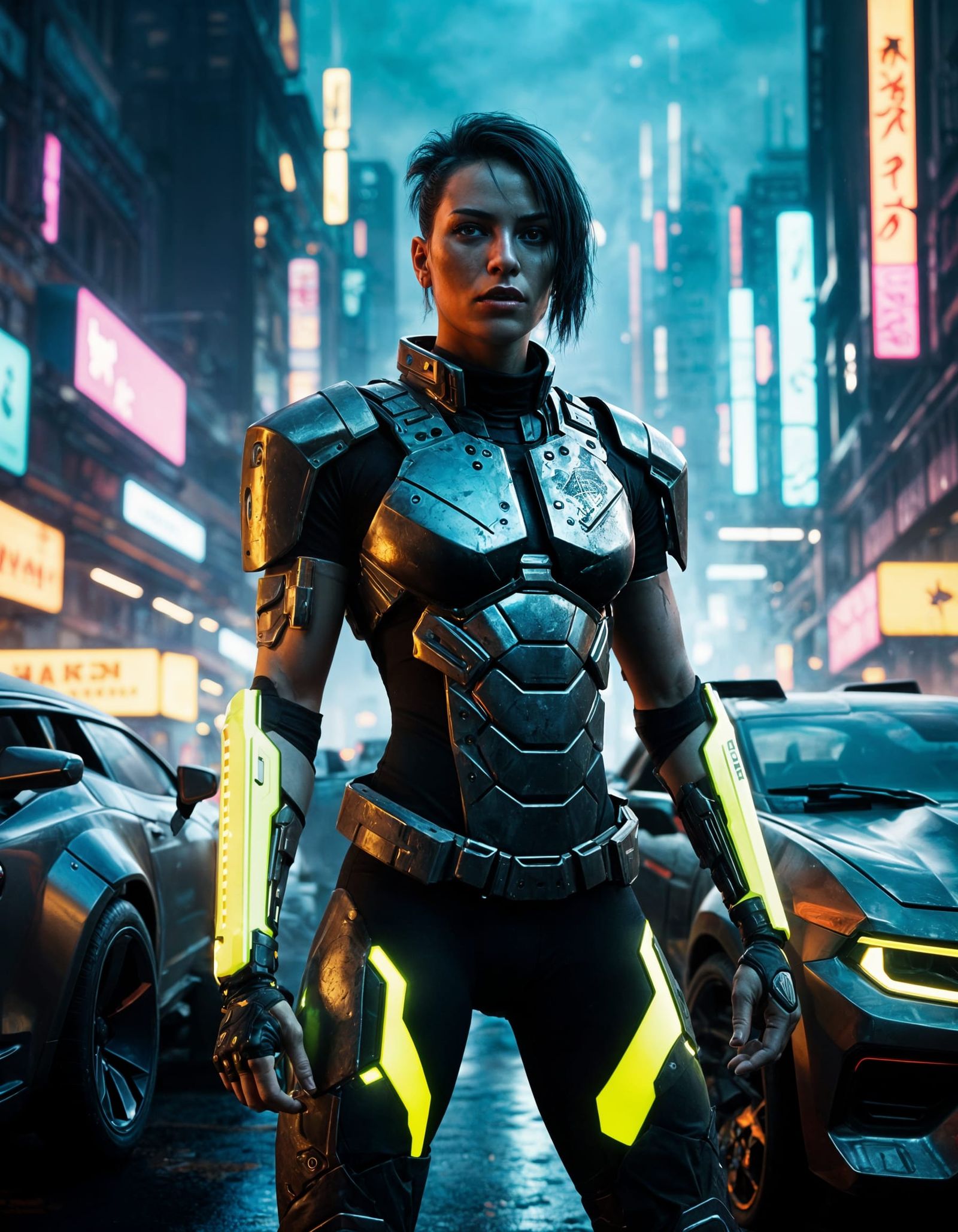 Cyberpunk Female V in Gritty Night City