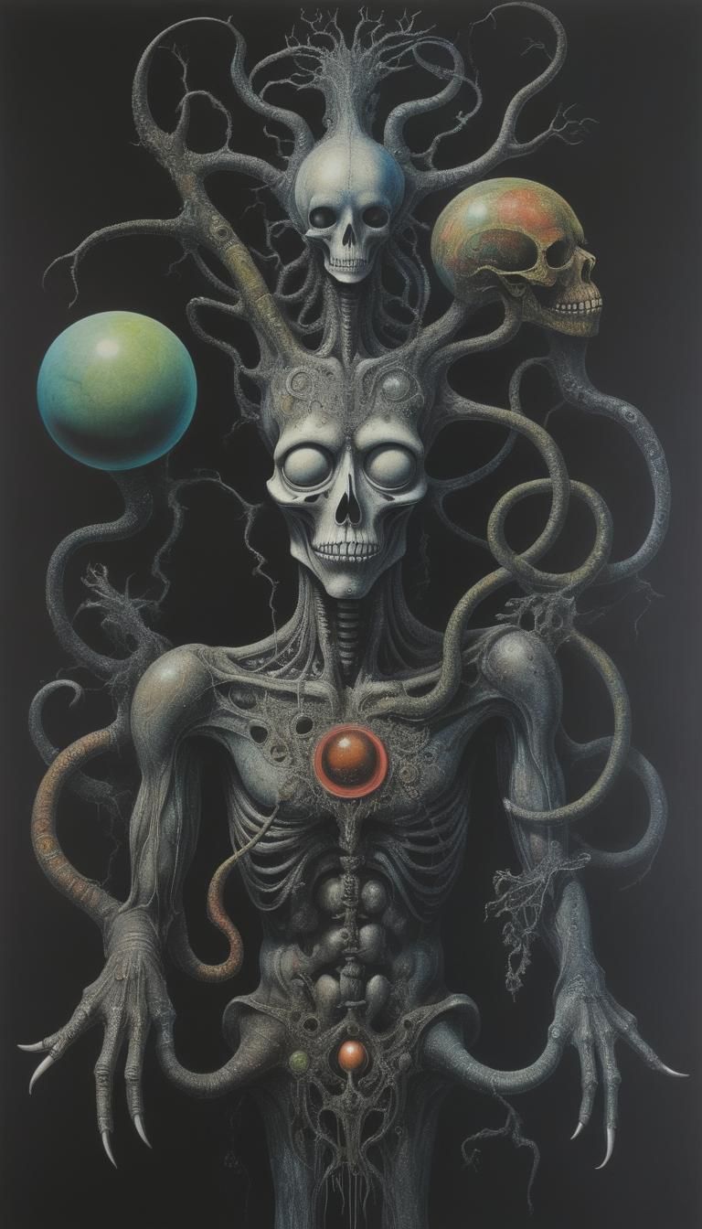 Surreal Torso Drawing in Mystic Fantasy Style