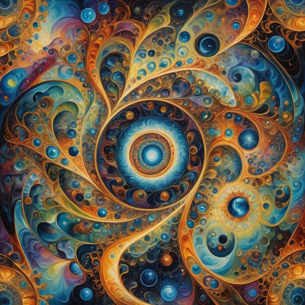 Surreal Vortex of Thought Entities in Oil Paint