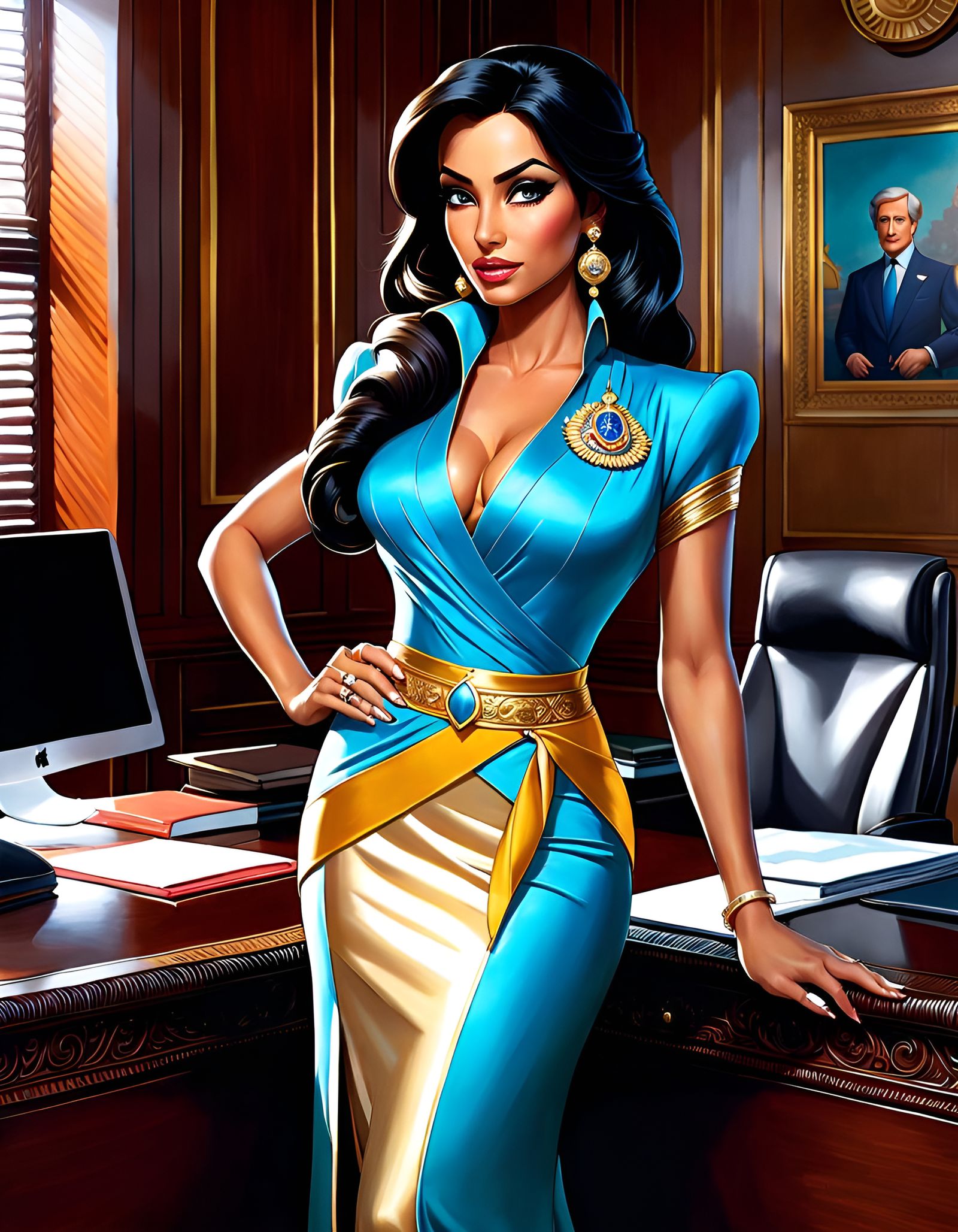 Princess Jasmine as Prime Minister in Photorealistic Style