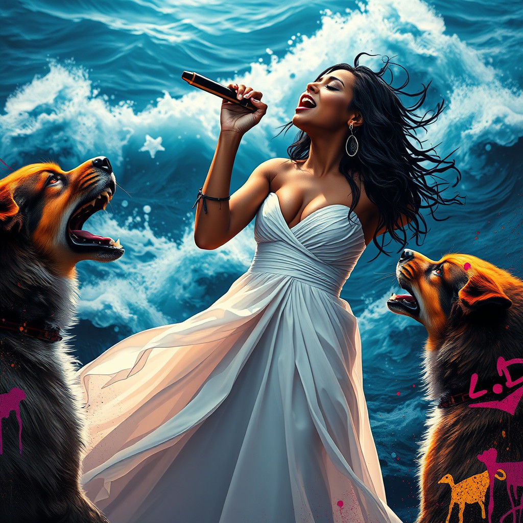 Emotional Pop Artist Concert in Street Art Style