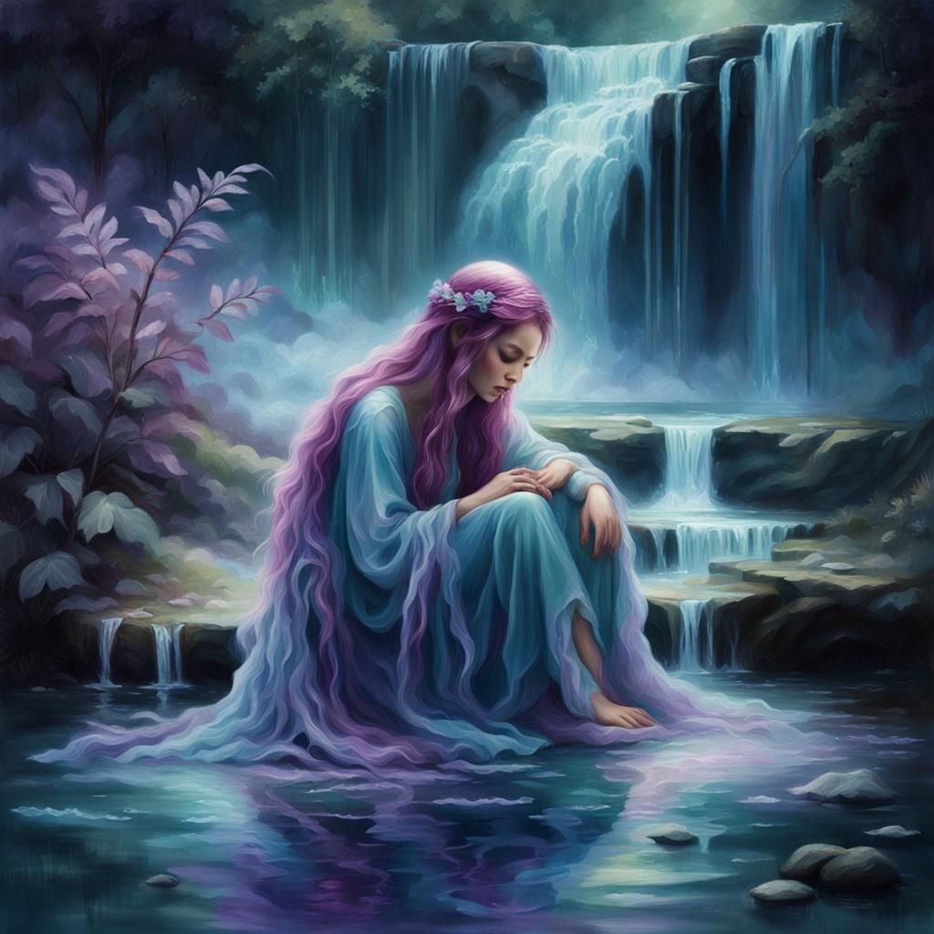 Ethereal Angelic Woman Portrait in Dreamy Oil on Canvas