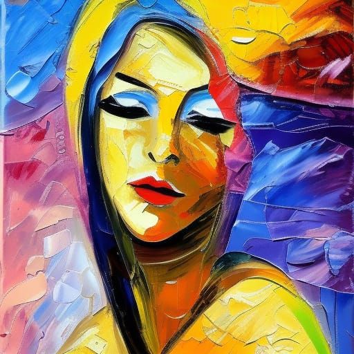 Leather Outfit Portrait in Expressionist Oil Painting Style