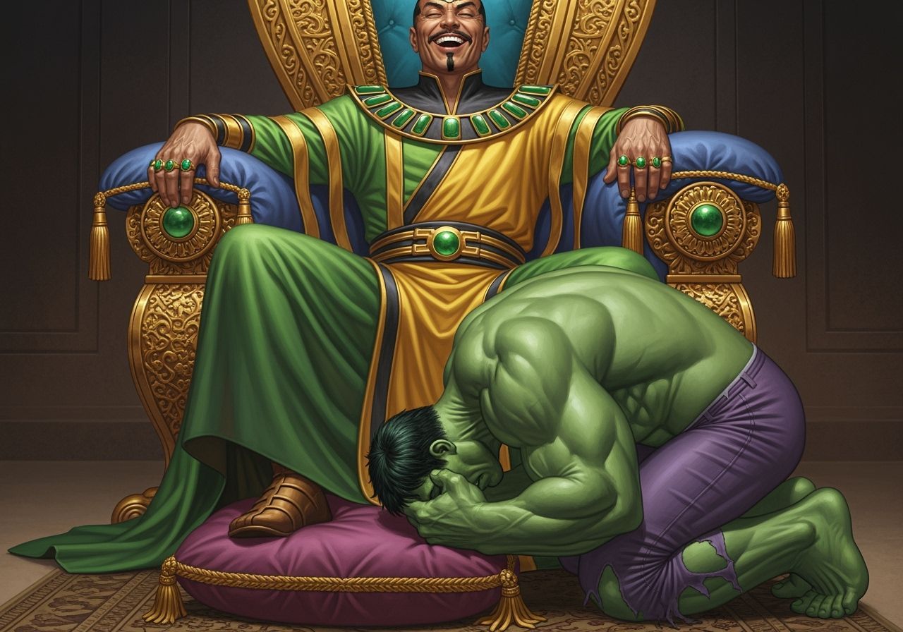 Mandarin on his Throne as Hyperrealistic Comic Art