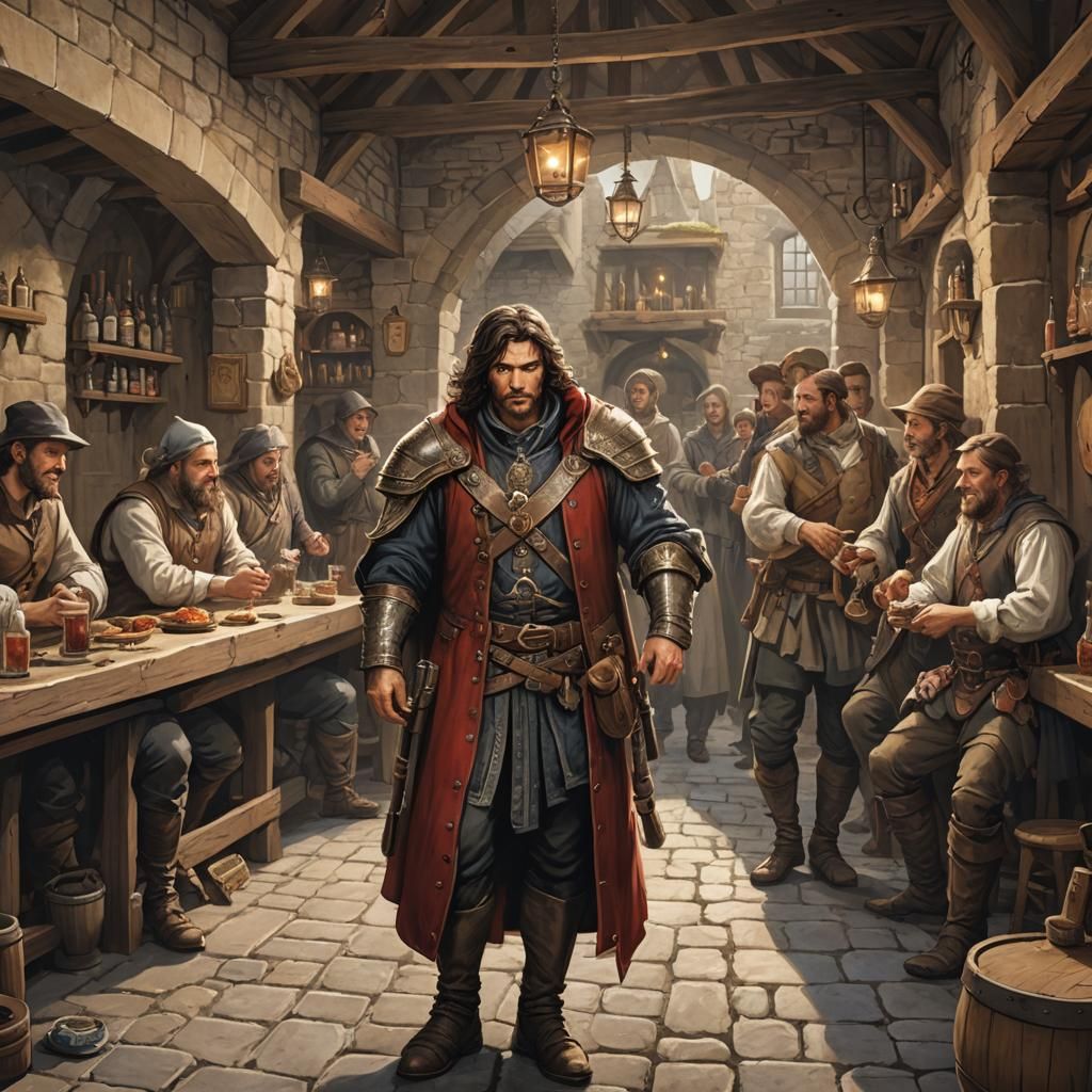 Bard in Tavern: Baroque Fantasycore Digital Art