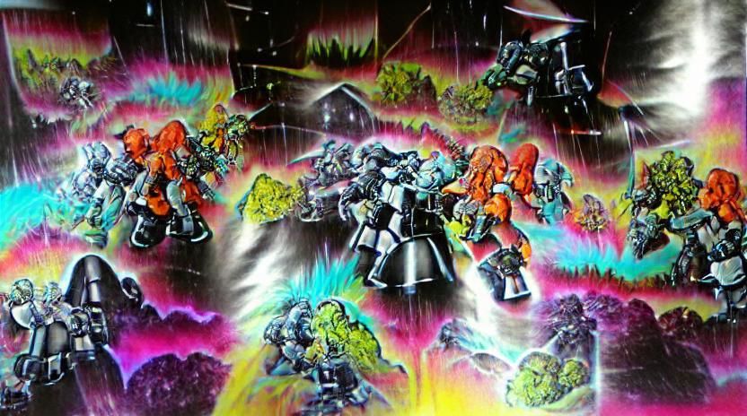 Mechs and Soldiers Clash with Celestial Ghosts