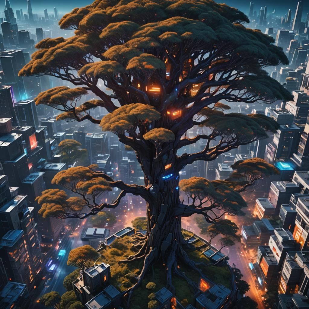Metropolis in Acacia Tree: Fantasy Concept Art