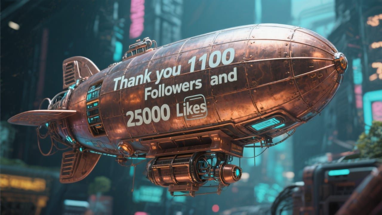 Cyberpunk Zeppelin Salutes Social Media Success